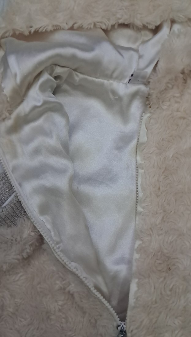 Kız Çocuk Bej Kürklü Triko Yelek - Görsel 4