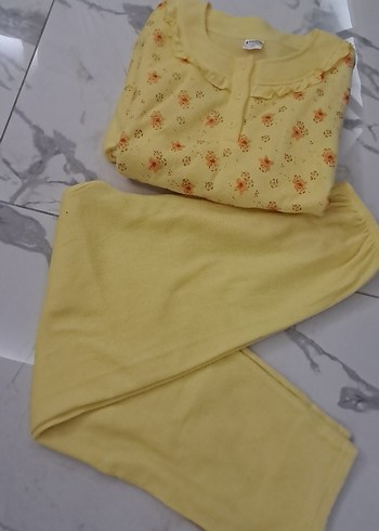 xxl Beden Sarı Uzun Kollu Rahat Kadın Pijama Takımı