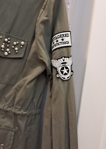 Düğmeli Yeşil Kamuflaj Kadın Ceket - Görsel 7