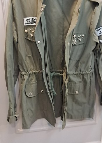 Düğmeli Yeşil Kamuflaj Kadın Ceket - Görsel 11