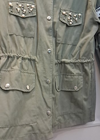 Düğmeli Yeşil Kamuflaj Kadın Ceket - Görsel 9