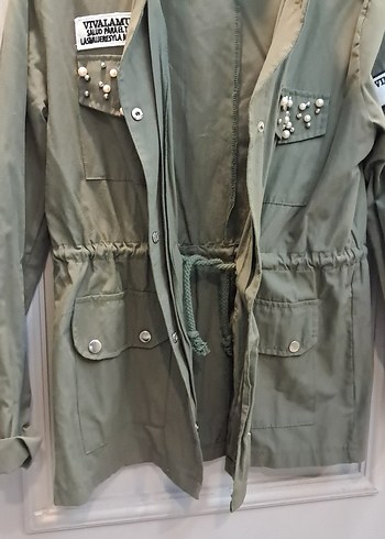 Düğmeli Yeşil Kamuflaj Kadın Ceket - Görsel 10