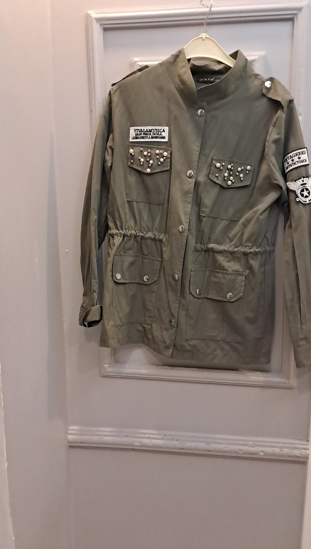 Düğmeli Yeşil Kamuflaj Kadın Ceket - Görsel 3