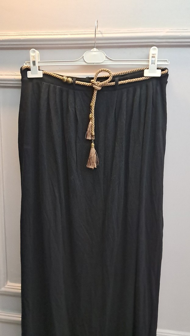 Püsküllü Siyah Uzun Bohem Etek - Görsel 3