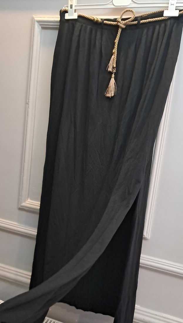 Püsküllü Siyah Uzun Bohem Etek - Görsel 5