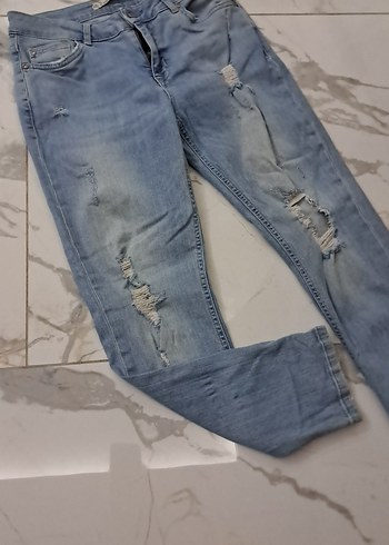 Kadın Mavi Bol Kesim Denim Jean - Görsel 9