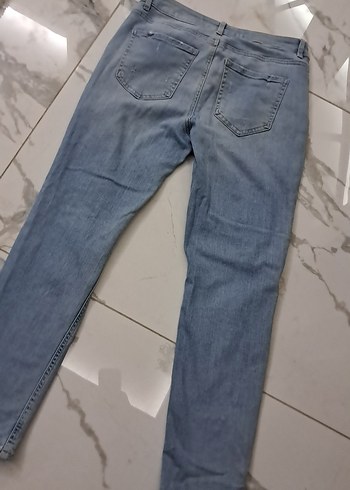 Kadın Mavi Bol Kesim Denim Jean - Görsel 14