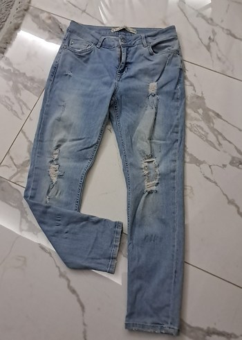 Kadın Mavi Bol Kesim Denim Jean - Görsel 2