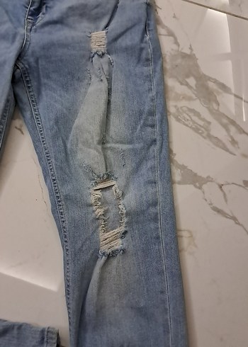 Kadın Mavi Bol Kesim Denim Jean - Görsel 4