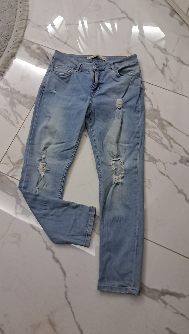 Kadın Mavi Bol Kesim Denim Jean - Görsel 2