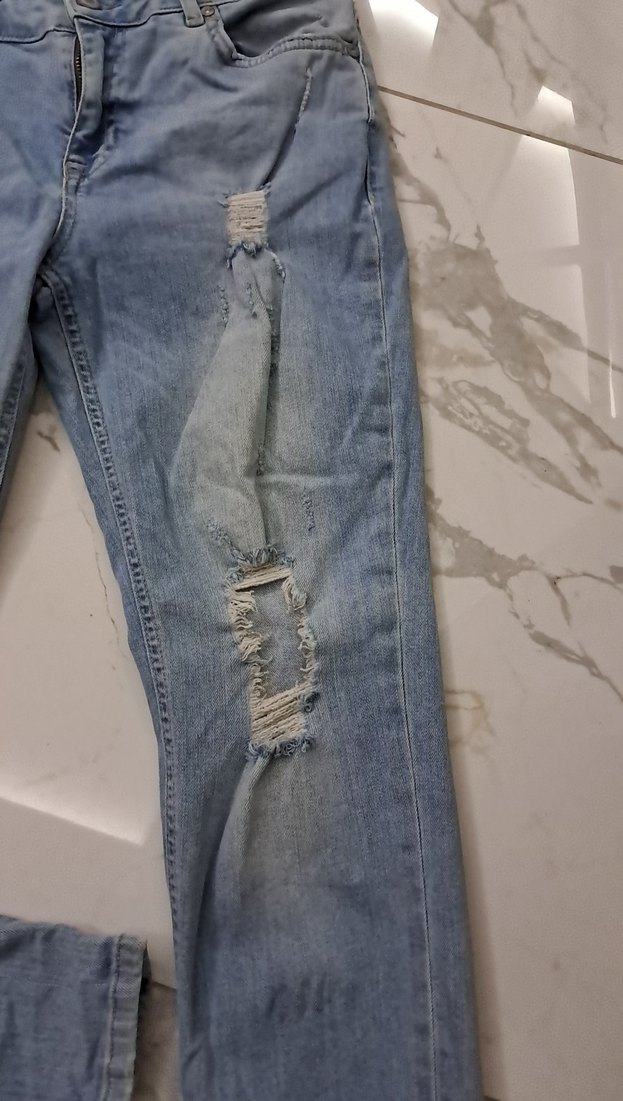 Kadın Mavi Bol Kesim Denim Jean - Görsel 4