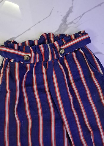 Çizgili Pilili Kadın Kumaş Pantolon - Görsel 7