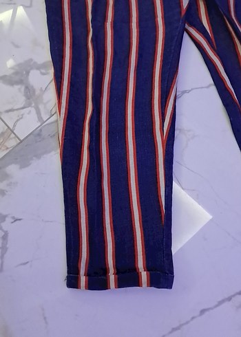 Çizgili Pilili Kadın Kumaş Pantolon - Görsel 11