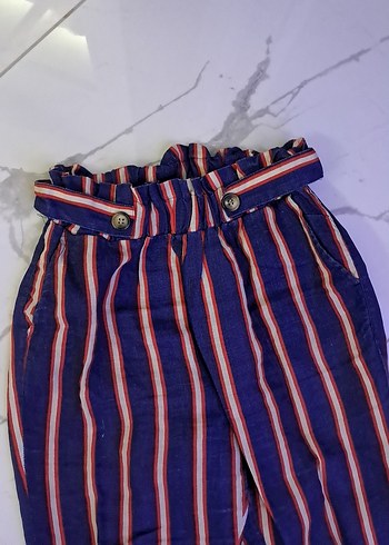 Çizgili Pilili Kadın Kumaş Pantolon - Görsel 5