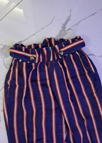 Çizgili Pilili Kadın Kumaş Pantolon - Görsel 6