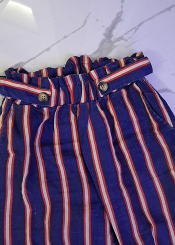 Çizgili Pilili Kadın Kumaş Pantolon - Görsel 8