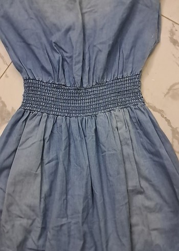 Mavi Midi Kot Elbise - Görsel 17