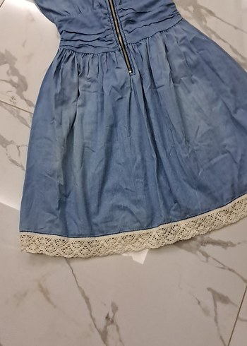 Mavi Midi Kot Elbise - Görsel 13