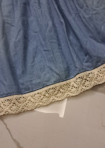 Mavi Midi Kot Elbise - Görsel 9