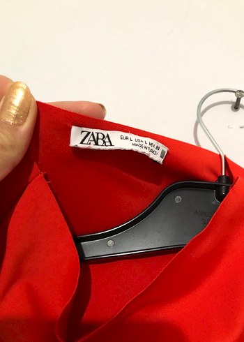 Zara Kısa Kollu Kırmızı Yüksek Yakalı Kadın Bluz
