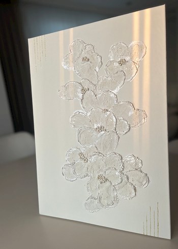 Zara Home Beyaz Parlak Çiçek Desenli Tablo