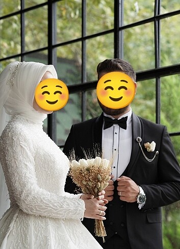m Beden beyaz Renk Gelinlik tesettür