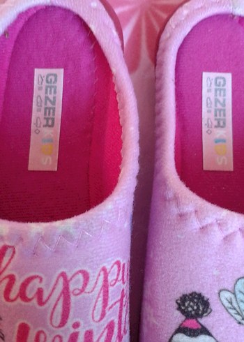 35 Beden pembe Renk Kız Çocuk Pembe Baskılı Ev Terliği