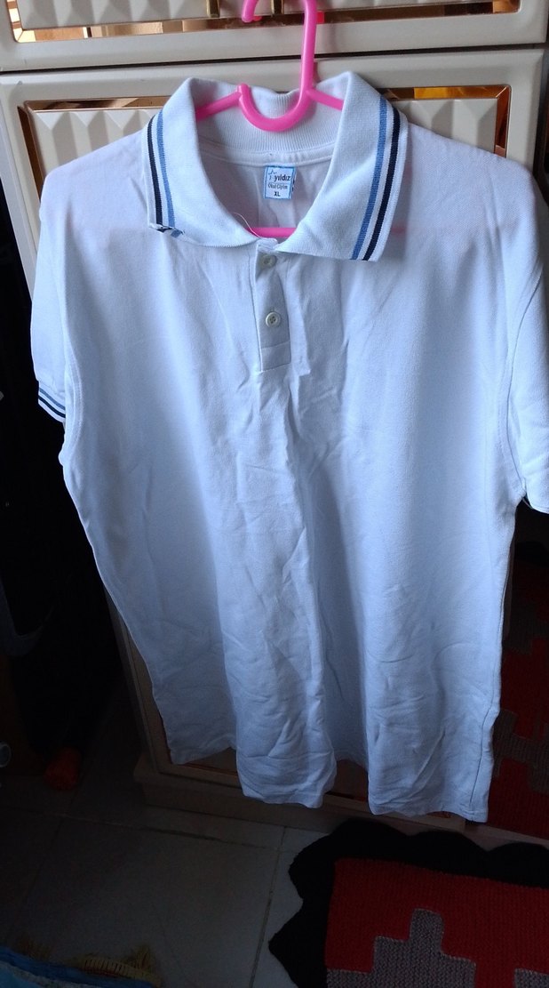 Düğmeli Beyaz Pamuklu Erkek Polo Tişört - Görsel 2