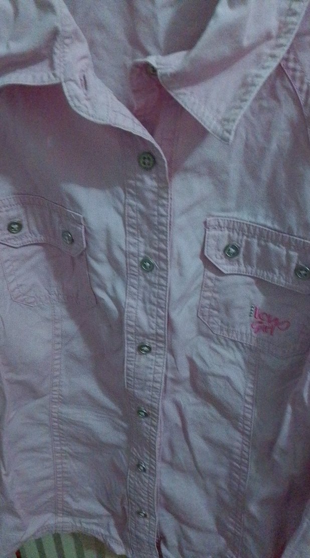 Pembe Düğmeli Uzun Kollu Kiz Çocuk Gömlek - Görsel 4