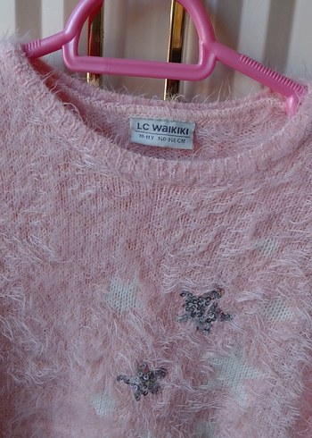 10 Yaş Beden pembe Renk Kız Çocuk Pembe Örgü Nakışlı Sweatshirt