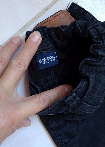 4 Yaş Beden siyah Renk Erkek Çocuk Siyah Kemerli Denim Pantolon