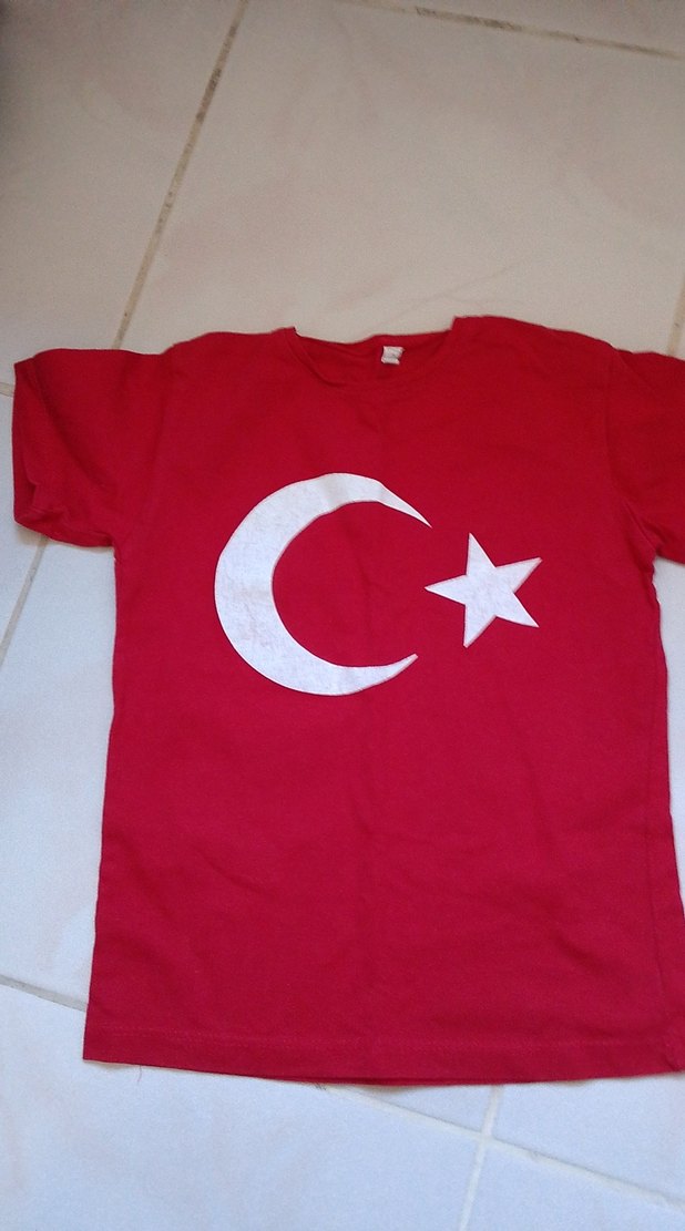 Kırmızı Ay Yıldız Baskılı Erkek Tişört - Görsel 2