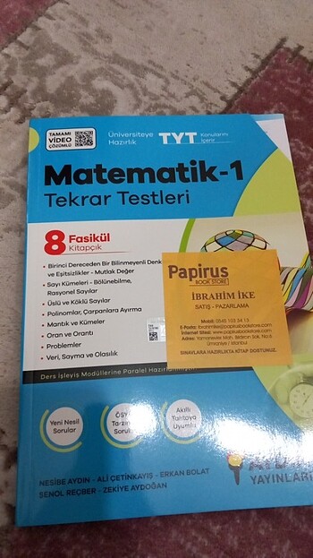 Matematik 1 tekrar testleri aydın yayınlari