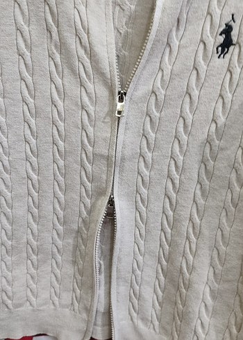 U.S Polo Assn. kadın Çocuk Beyaz Örgü Fermuarlı Hırka