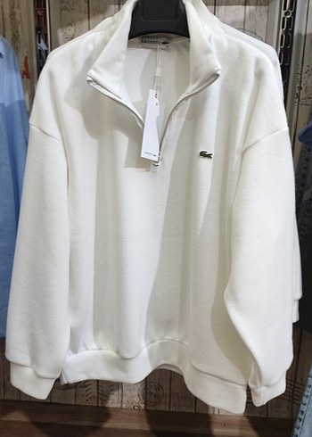kadın Beyaz Fermuarlı Sweatshirt