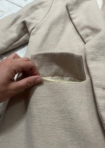 s Beden camel Renk Bej Düğmeli Uzun Kadın kaban