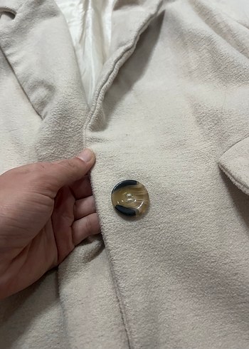 Suud Collection Bej Düğmeli Uzun Kadın kaban