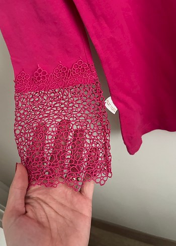 Zara Dantel Detaylı Pembe Kadın Bluz