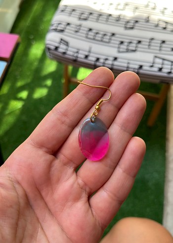 Beden pembe Renk Renkli Tie-Dye Midi Küpe