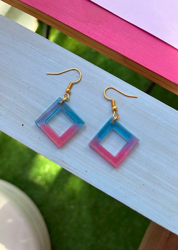  Beden Mavi Pembe Tie-Dye Mini Boncuk Küpe
