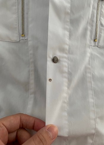 l/xl Beden Gri Keten Kumaşlı Düğmeli Kısa Kollu Erkek Gömlek