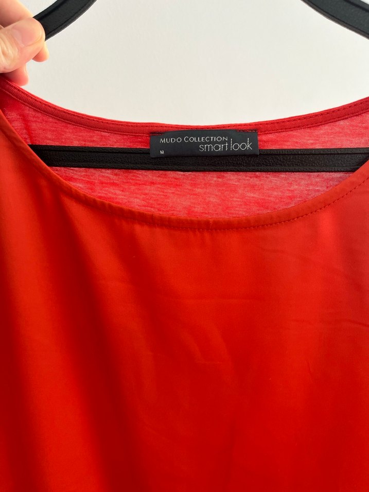 Kırmızı Saten Görünümlü bluz - Görsel 2