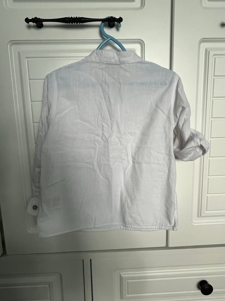 Erkek Çocuk Beyaz Pamuklu Gömlek - Görsel 2