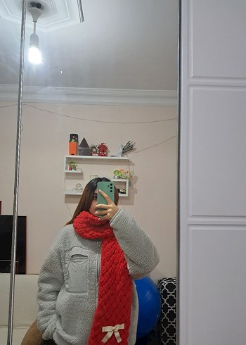 Puffy Kırmızı Atkı - Görsel 2