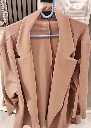 Bej Midi Uzunlukta Salaş Hamile Ceketi - Görsel 7