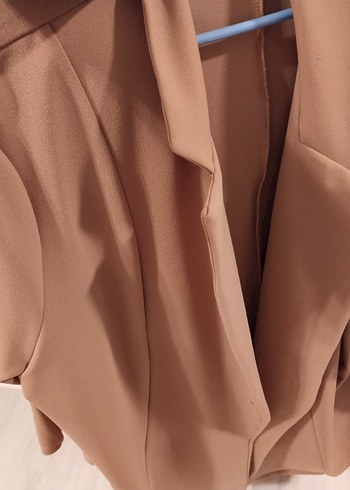 Bej Midi Uzunlukta Salaş Hamile Ceketi - Görsel 6