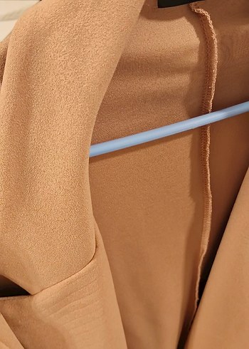 Bej Midi Uzunlukta Salaş Hamile Ceketi - Görsel 9