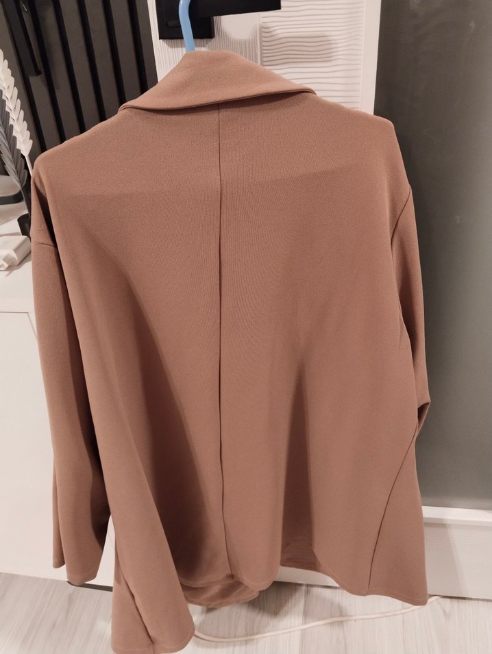 Bej Midi Uzunlukta Salaş Hamile Ceketi - Görsel 2