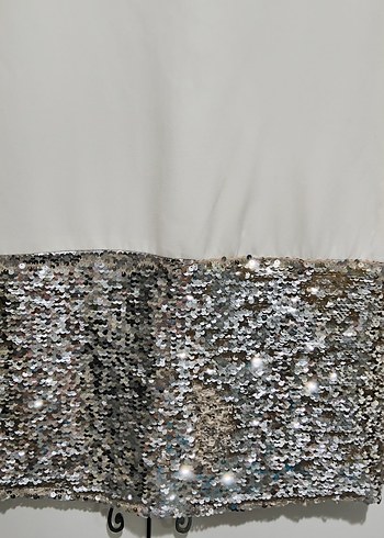 Kız Çocuk Beyaz Payetli Kolsuz Elbise - Görsel 2