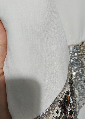 Kız Çocuk Beyaz Payetli Kolsuz Elbise - Görsel 4